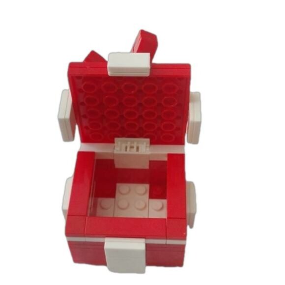 Building Bricks Jewelry Gift Present Box, Red & White - Picture 3 of 7